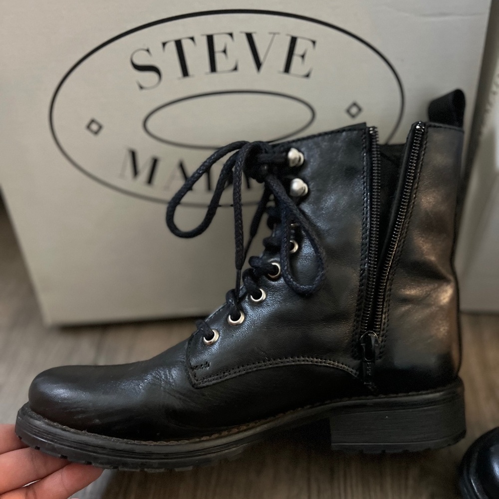 Black Steve Madden genuine leather boot